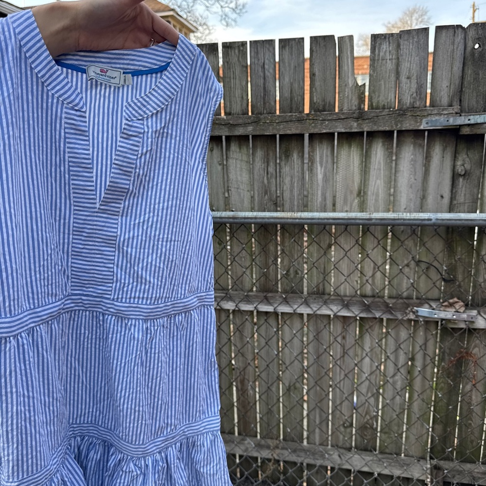 Vineyard Vines Blue & White Striped Shirt Dress